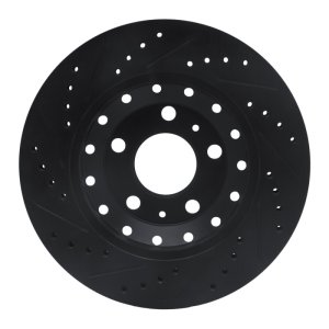 Audi A8 Brake Rotor (1) - Rear Right - R1 Concepts - Drilled & Slotted - Black - `04-`10